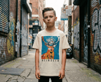 Klassisches Jugend-T-Shirt mit Rentier-Blumenkranz
