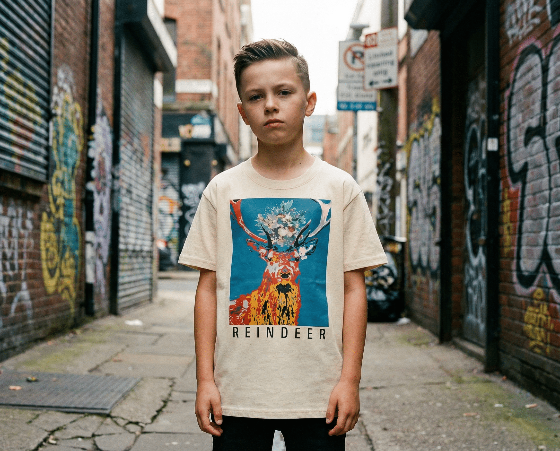 Youth classic tee Reindeer flower crown