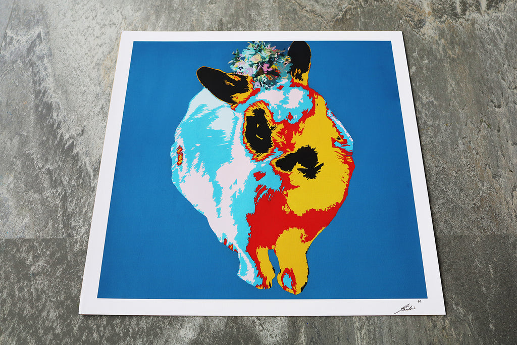 Mops - Blumenkranz - | Limitierter Kunstdruck