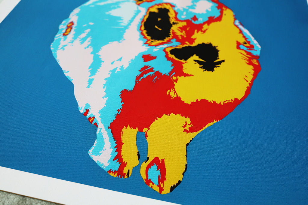 Mops - Blumenkranz - | Limitierter Kunstdruck