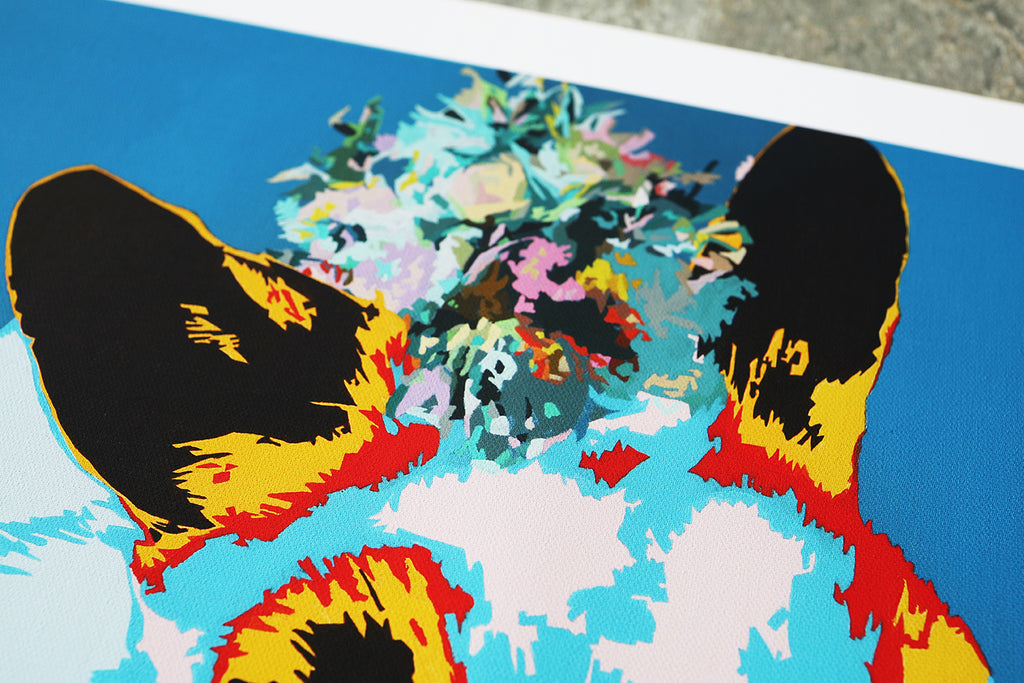 Mops - Blumenkranz - | Limitierter Kunstdruck