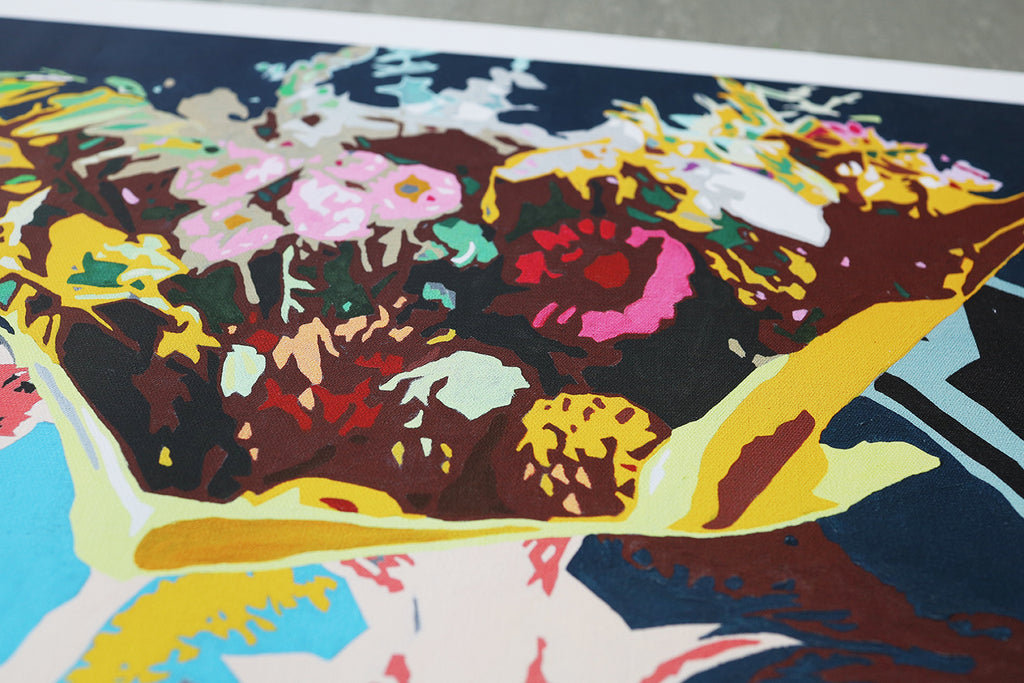 Mops - Blumenkranz - | Limitierter Kunstdruck