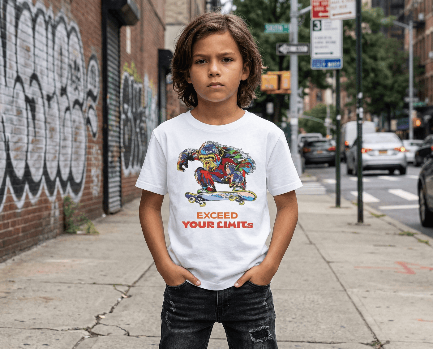 Youth classic tee Gorilla×Skateboard