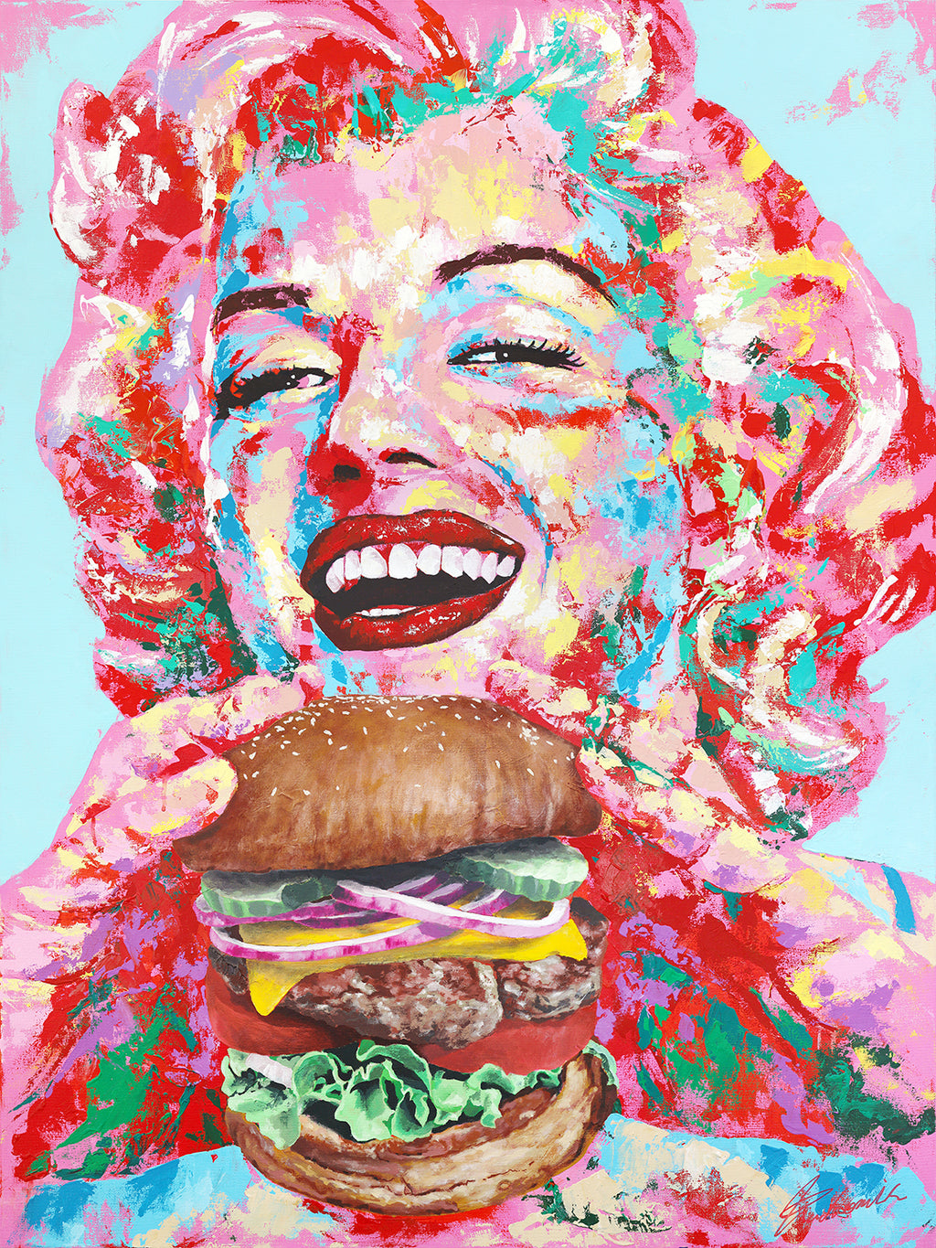 Marilyn with burger | Limited Edition Print