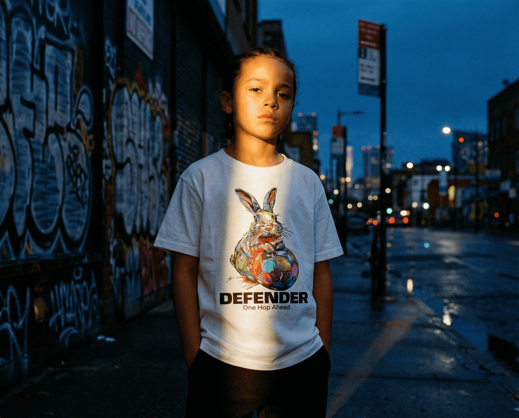 Klassisches Jugend-T-Shirt mit Hasen- und Fußballmotiv