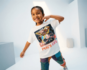 Youth classic tee  Pug flower crown