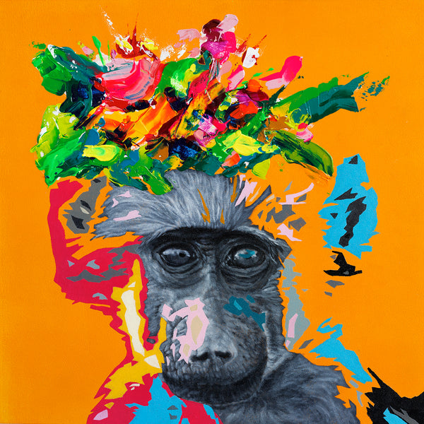 Monkey -flower crown- | Limited Edition Print
