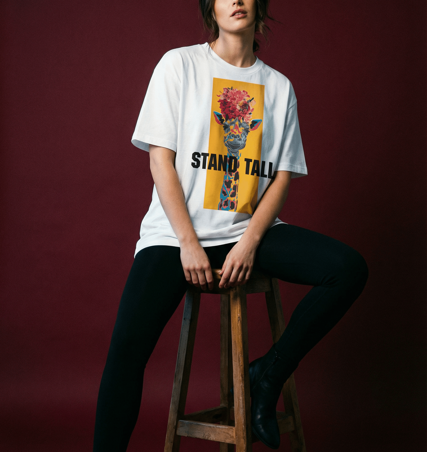 Giraffe Flower Crown  オーバーサイズTシャツ