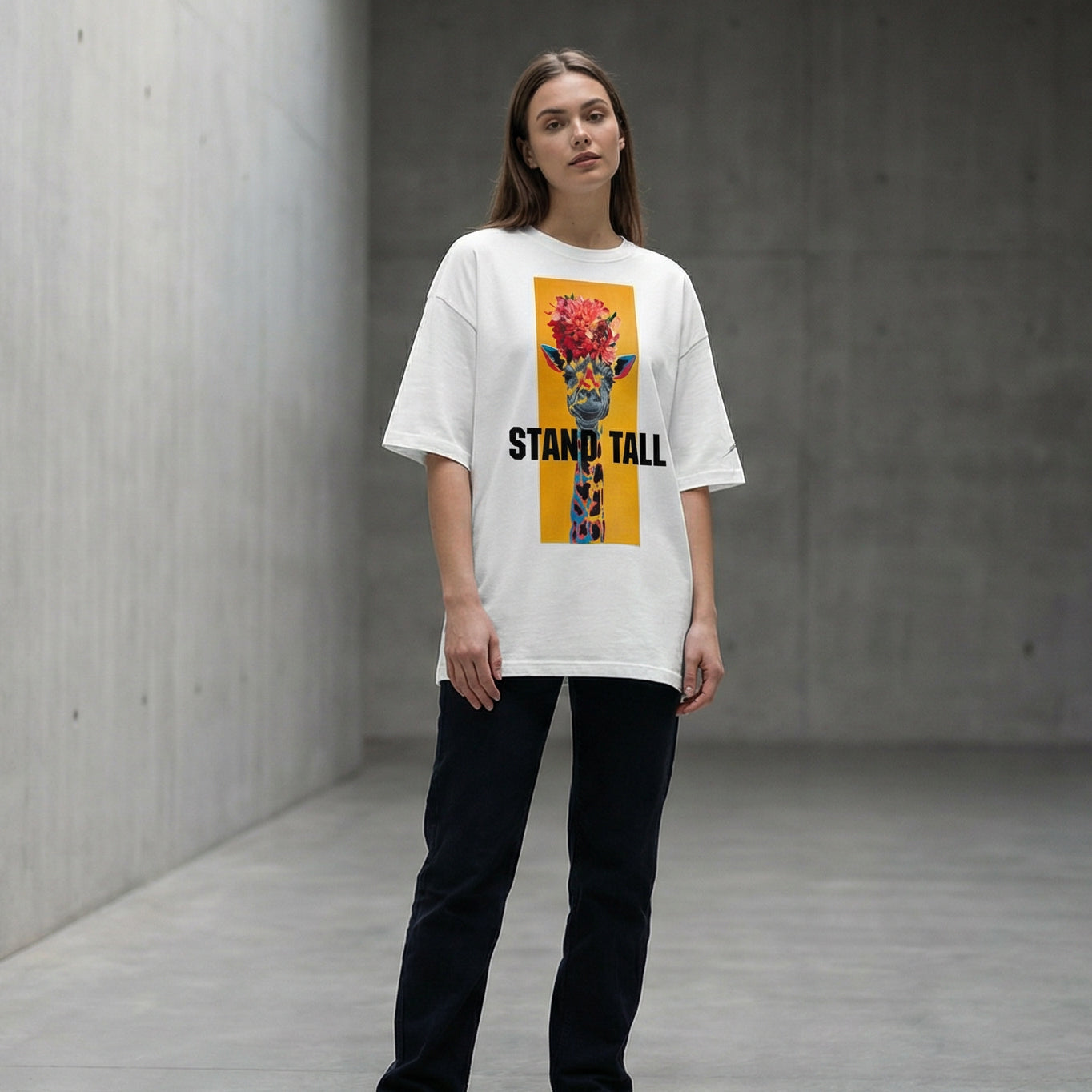 Giraffe Flower Crown  オーバーサイズTシャツ