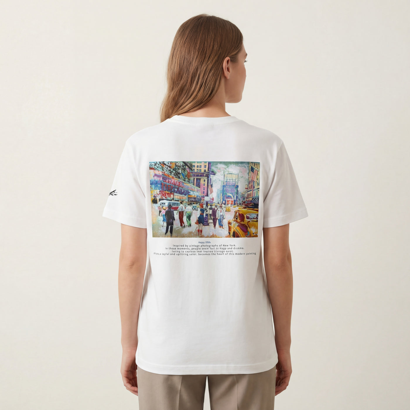Happy New York 1950s バックプリントハイクオリティTシャツ