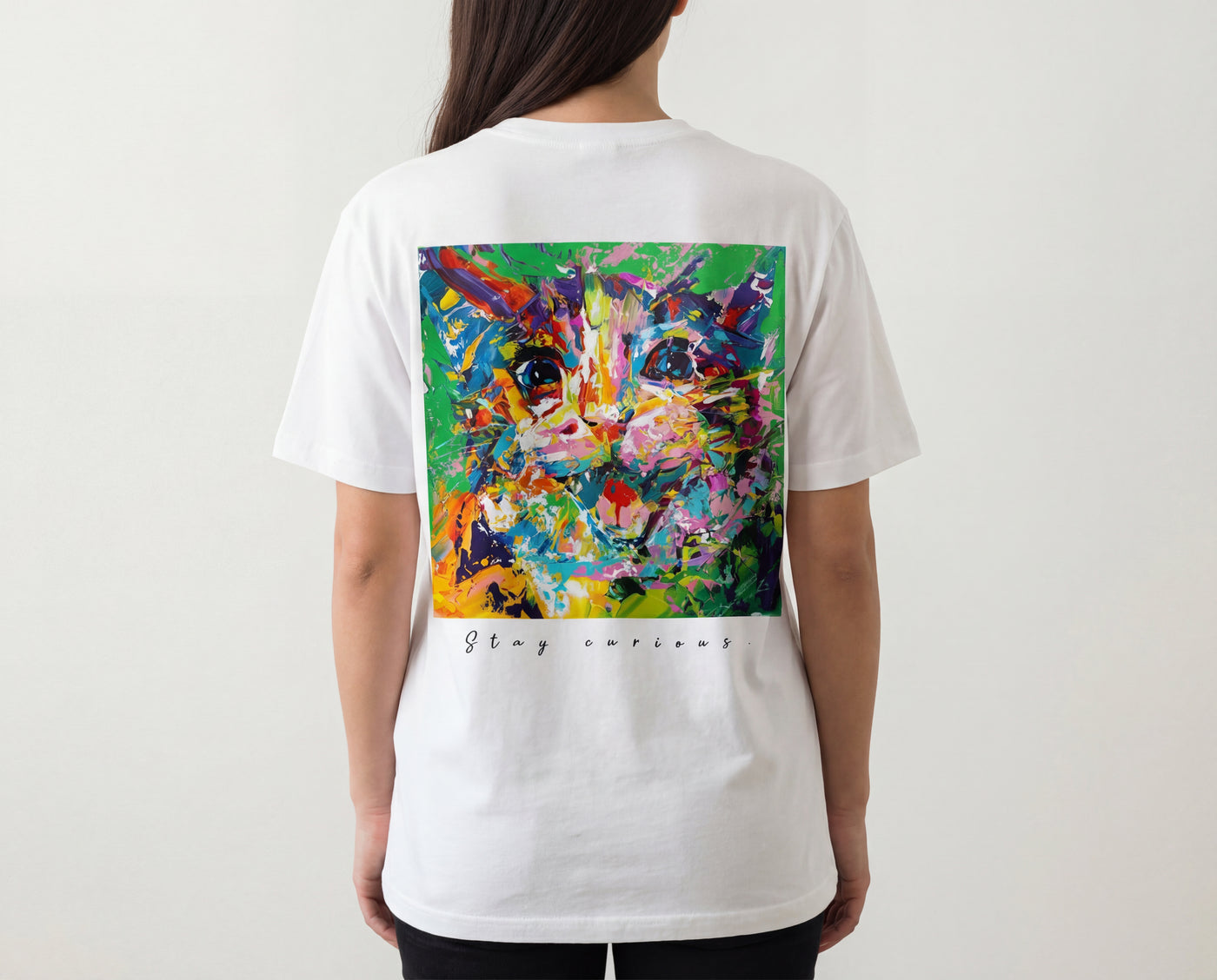 Meow バックプリントハイクオリティTシャツ