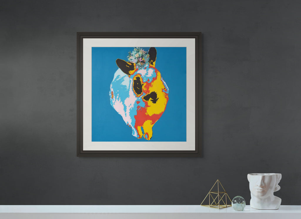 Mops - Blumenkranz - | Limitierter Kunstdruck