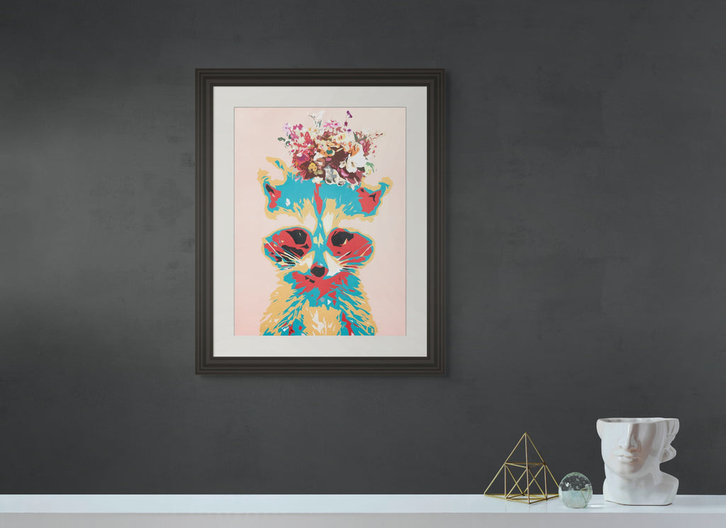 Racoon -flower crown- | Limited Edition Print
