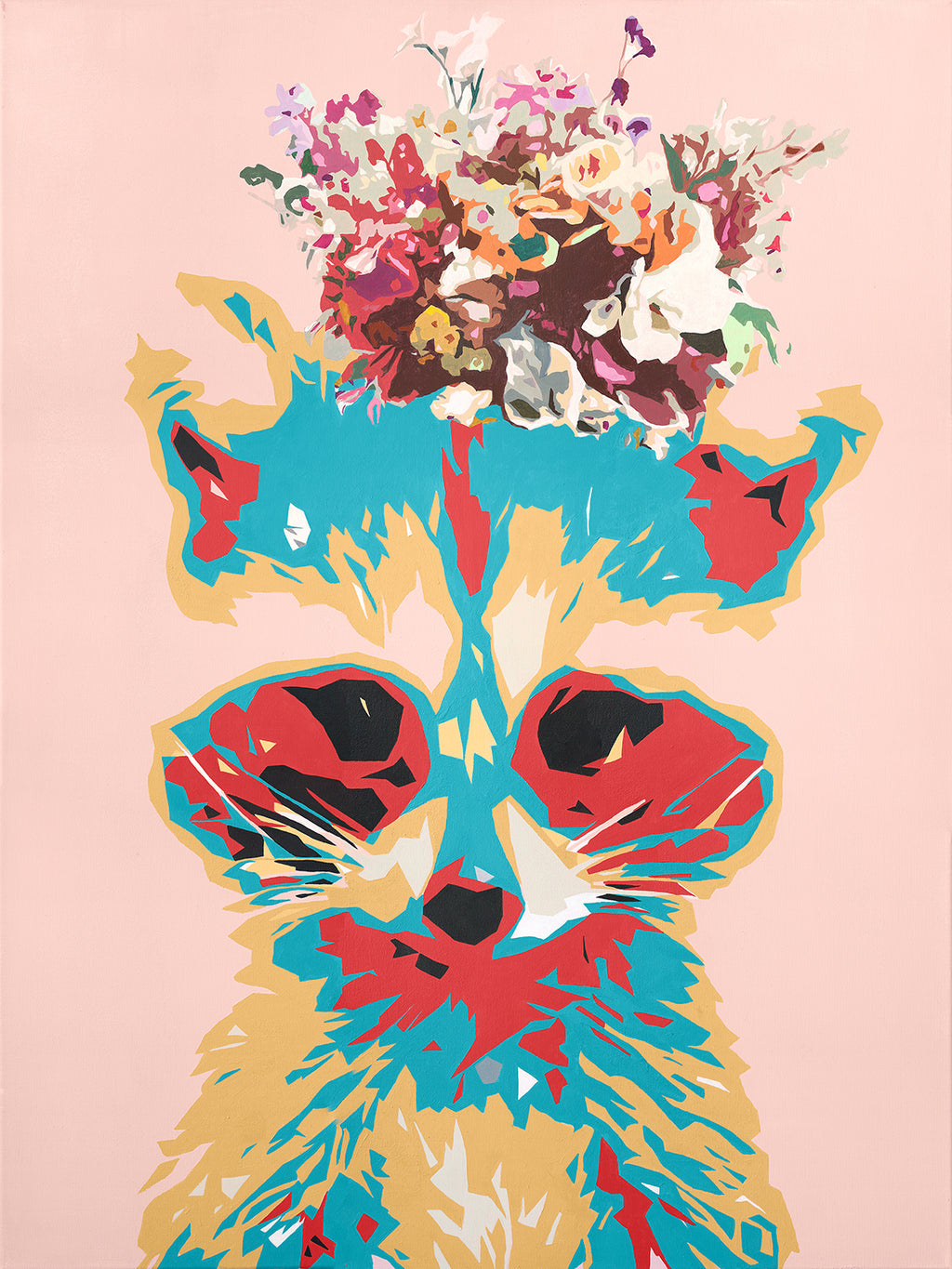 Racoon -flower crown- | Limited Edition Print