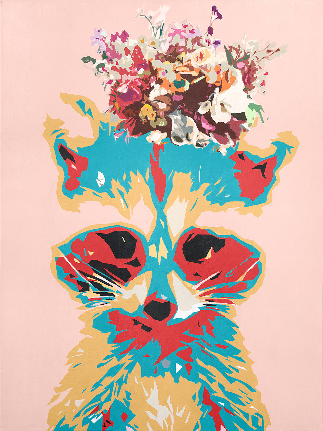 Racoon -flower crown- | Limited Edition Print