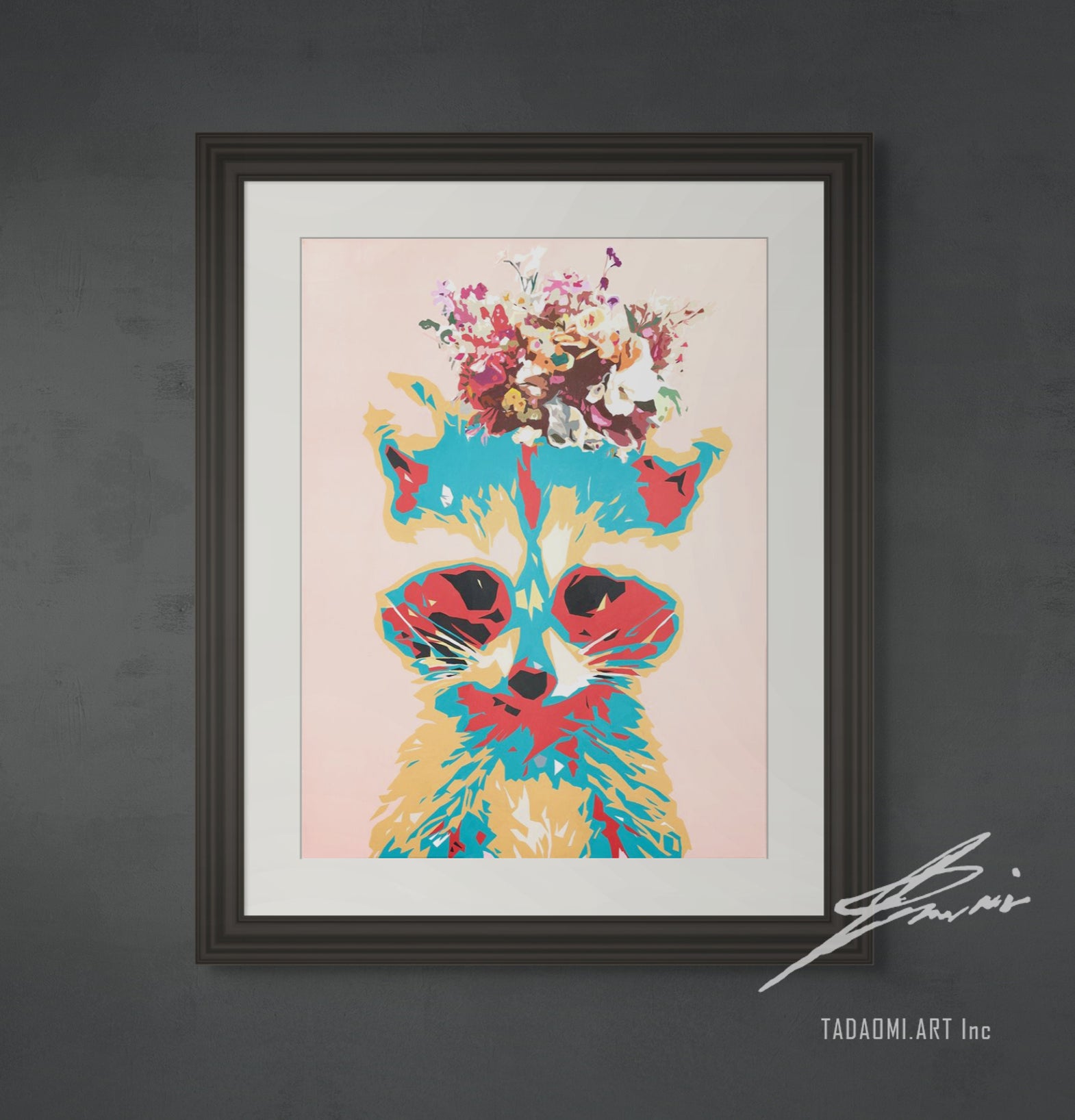Racoon -flower crown- | Limited Edition Print