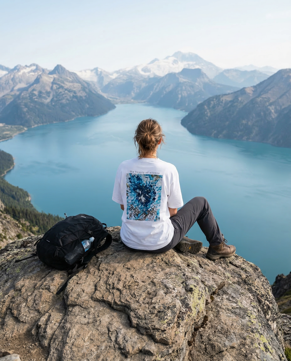 Style Sample02  Oversized T-shirt × Trekking pants  オーバーサイズTシャツに トレッキングパンツを合わせた アウトドアアクティブスタイル。  登山やハイキングなど 自然の景色と相性の良いコーデ。  自然の中でも、 日常にアートを。   保存してコーデの参考に ↗